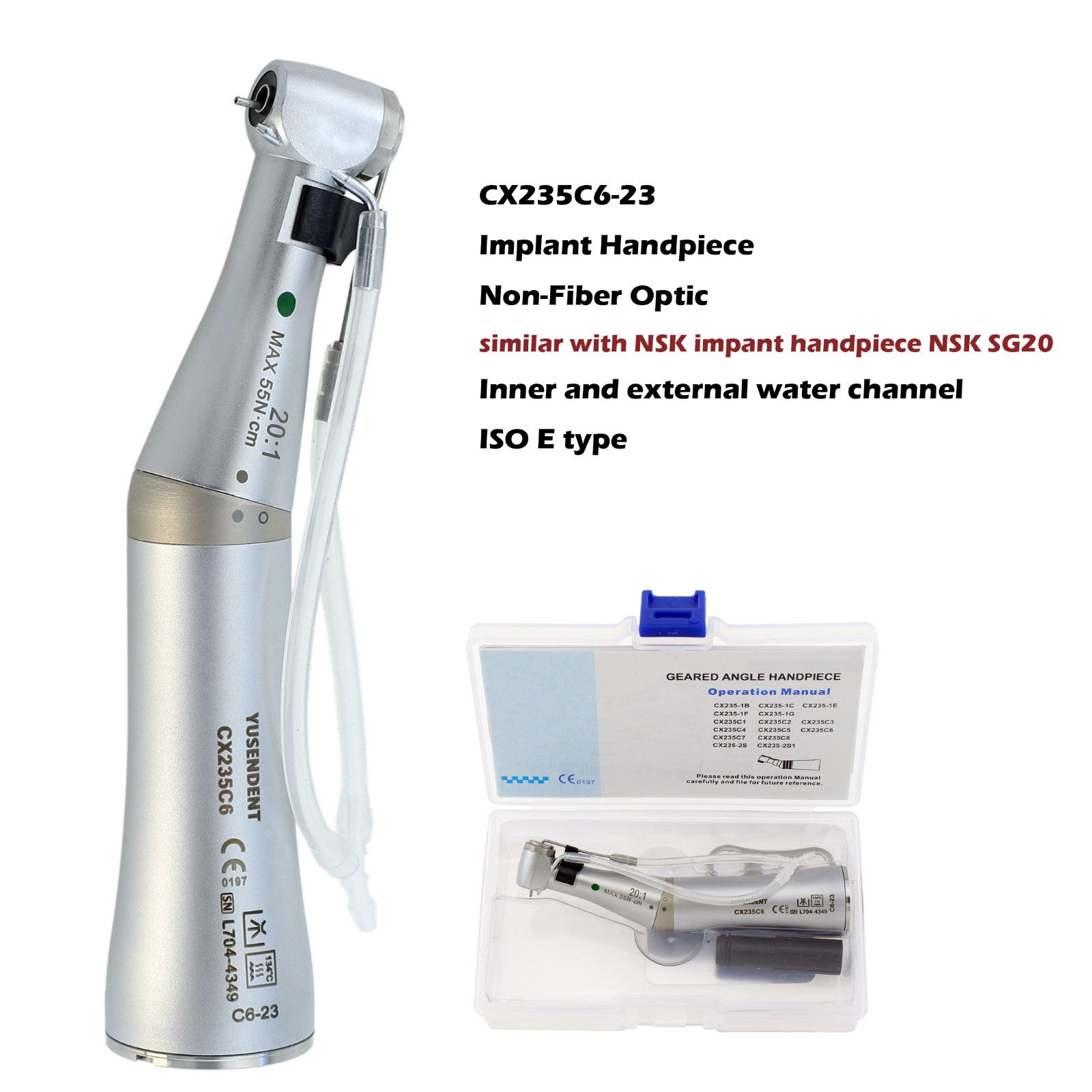 COXO Dental Surgical Handpiece 20:1 Implant Contra Angle 1:1 Straight Attachment