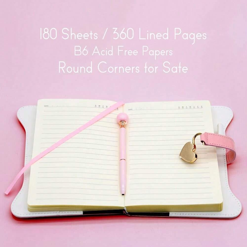 Notebook With Lock for Writing A5 Journal Diary Pen & Bookmark Lined Notebook