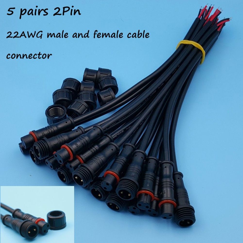 Black 3/5 Pairs 2/3-Pin Adapter Wire LED Male And Female Cable Connector Parts
