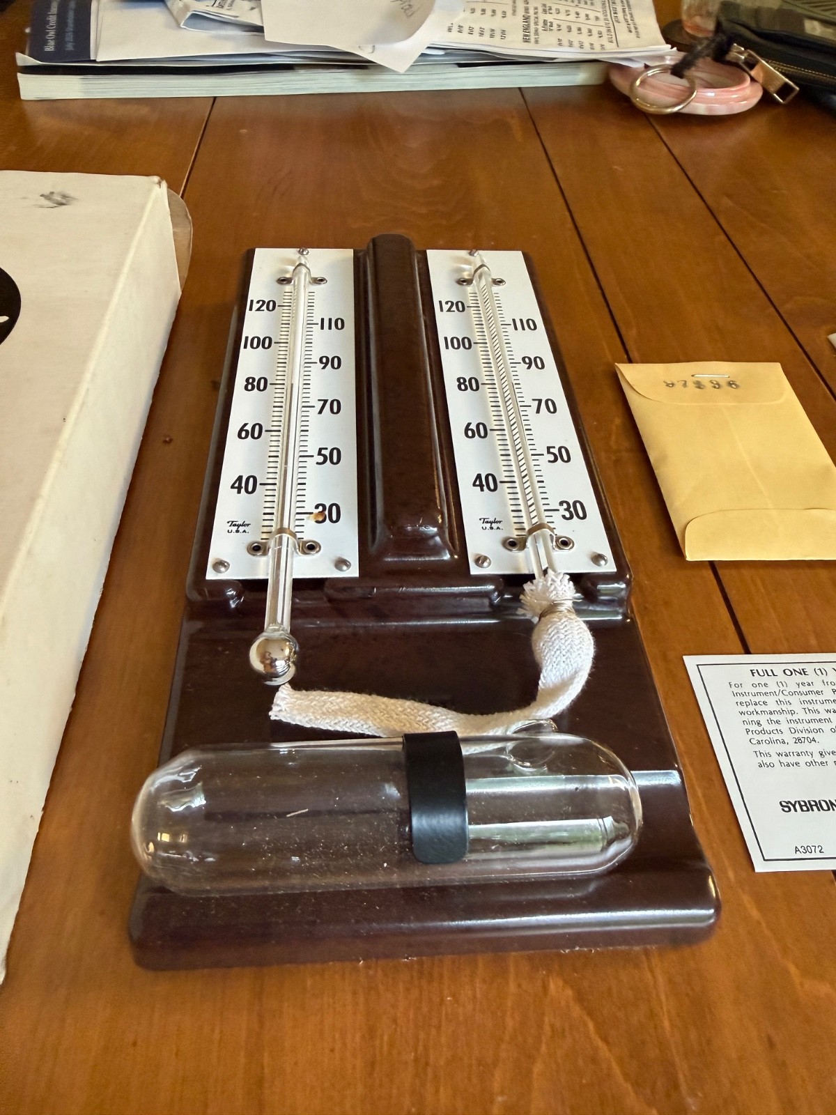 Vintage Taylor 6W589A Sling Psychrometer Hygrometer Complete Kit w/ Box & Manual