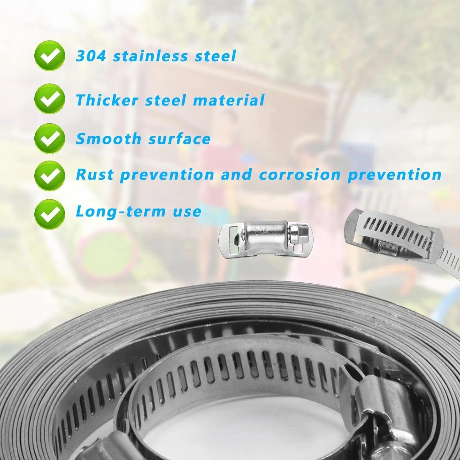 304 Stainless Steel Hose Clamp Assortment Kit DIY, Cut-To-Fit 12 FT Silver