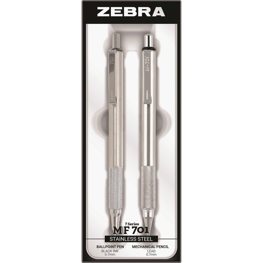 Zebra STEEL 7 Series M/F 701 Mechanical Pencil & Ballpoint Pen Set – 0.7 mm Pen
