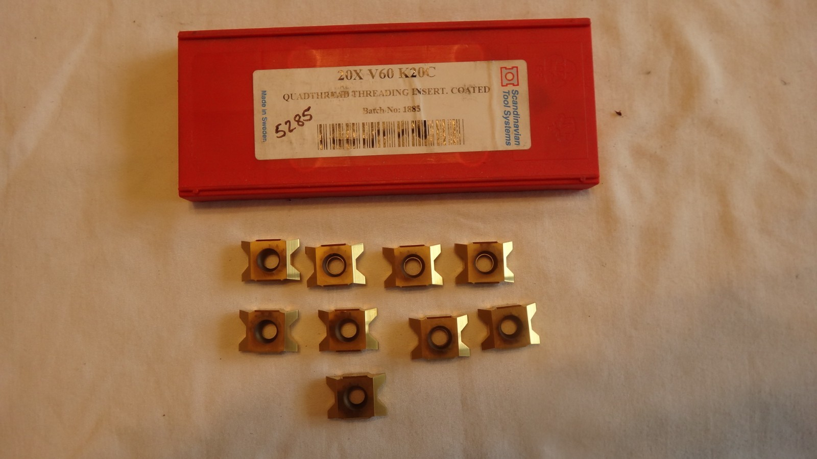 Scandinavian Tool 20X V60 K20C Quad Thread Carbide Threading Inserts. 9 Pcs