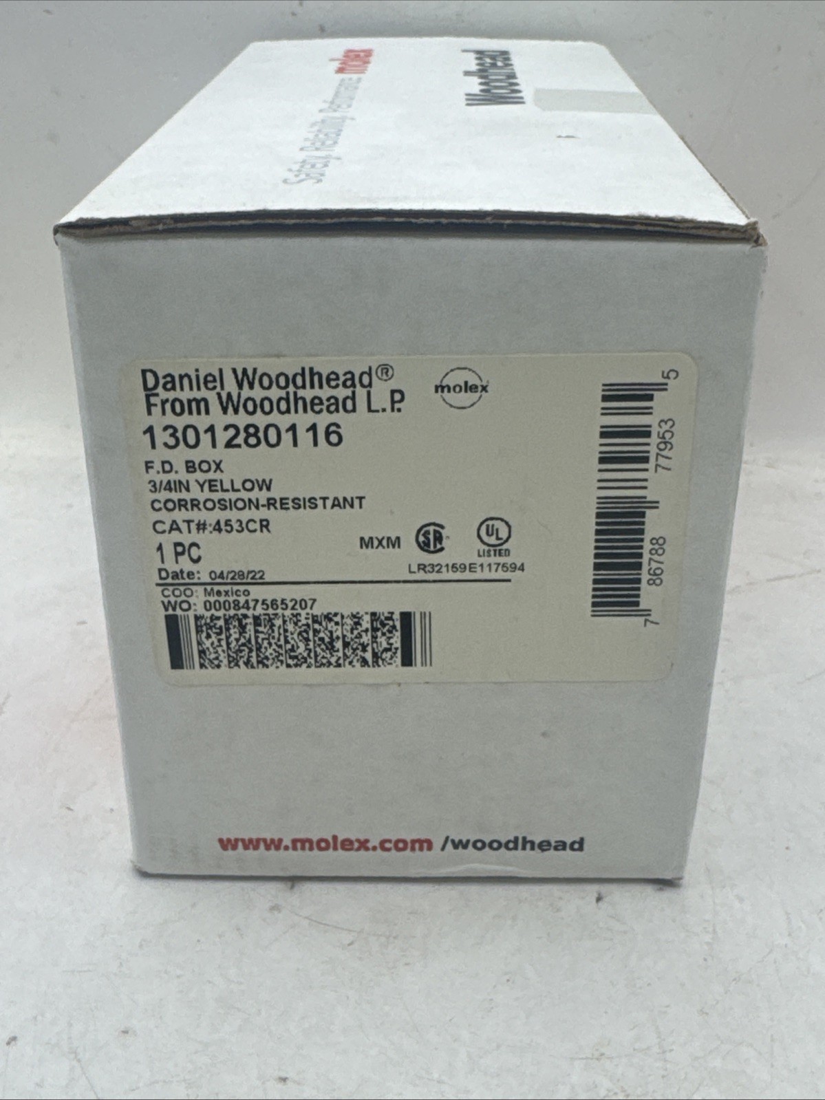 Molex, Daniel Woodhead 1301280116 FD Box 3/4″ Yellow Corrosion-Resistant 453CR