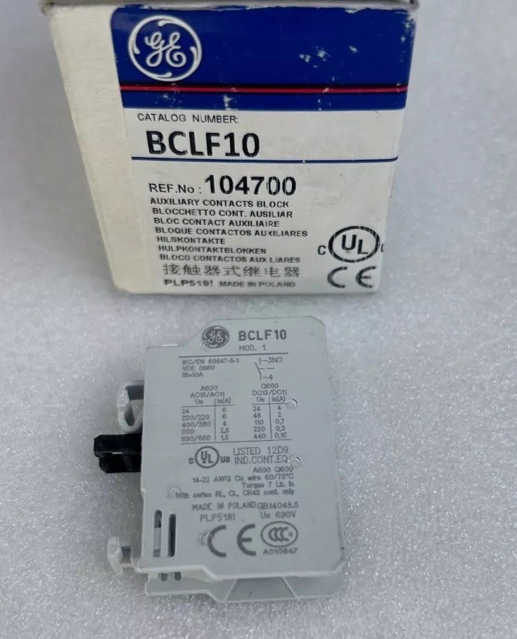1 PCS GENERAL ELECTRIC BCLF10 Auxiliary Contact Block 104700 NEW