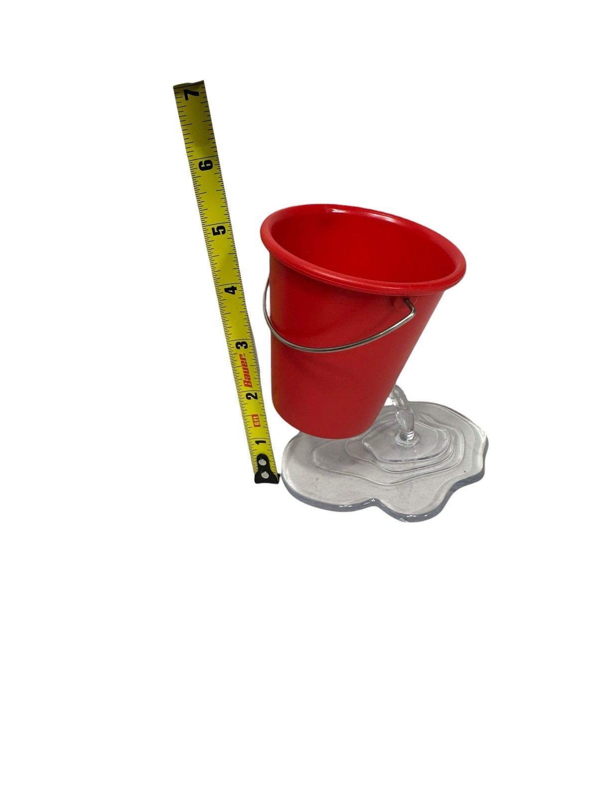 NEW novelty office desk organizer stationary bucket spill red