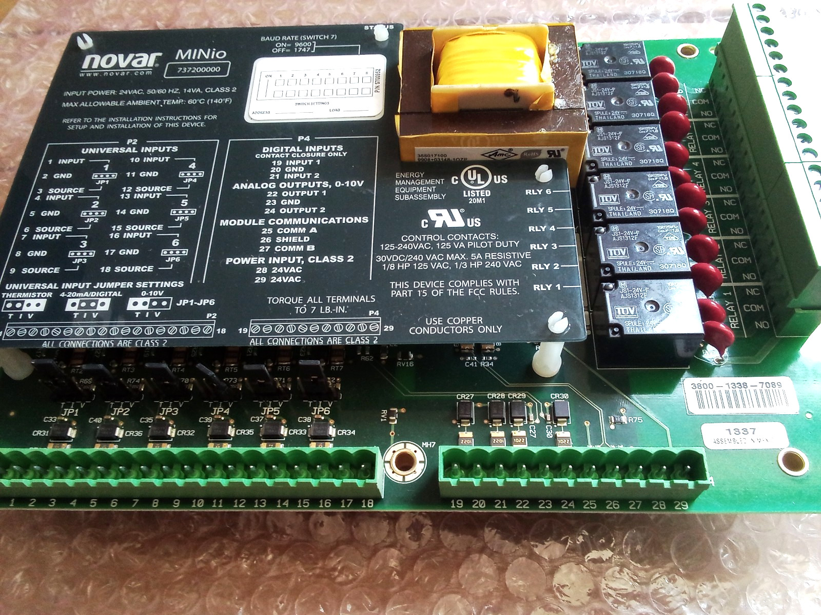 Novar MiniO Universal Input Control Board 737200000 HVAC Energy Management PCB