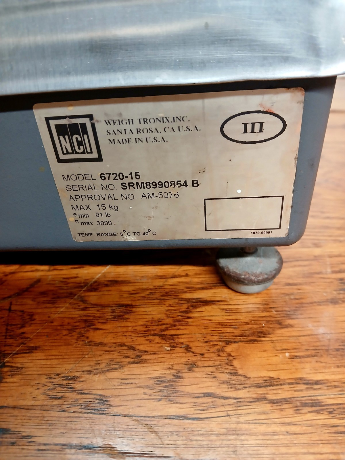 NCI digital industrial scale weigh Tronix MODEL 6720-15