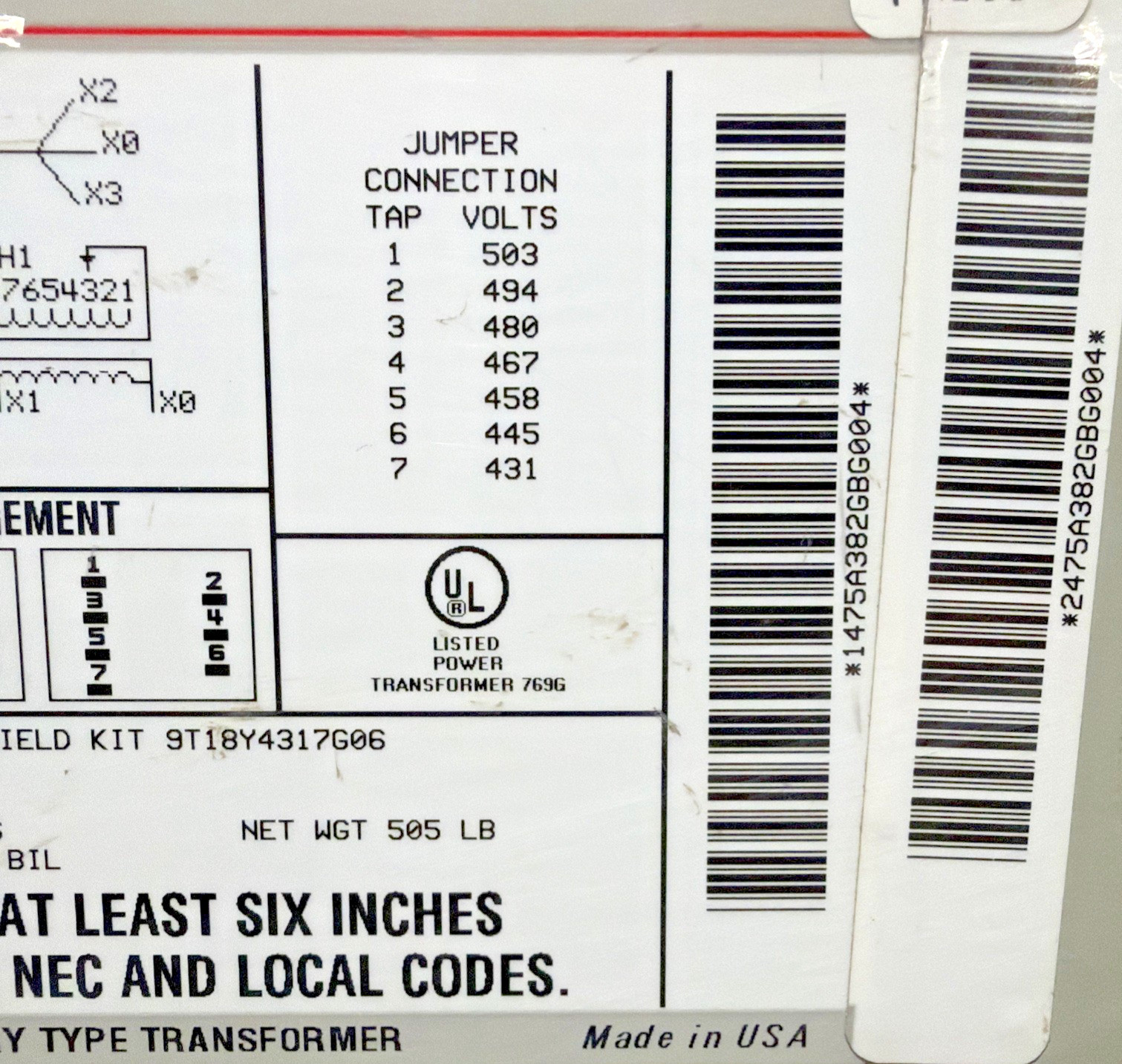 GE 75kVA 480V Transformer 3PH 60HZ 208Y/120V 9T23B3874 🟦