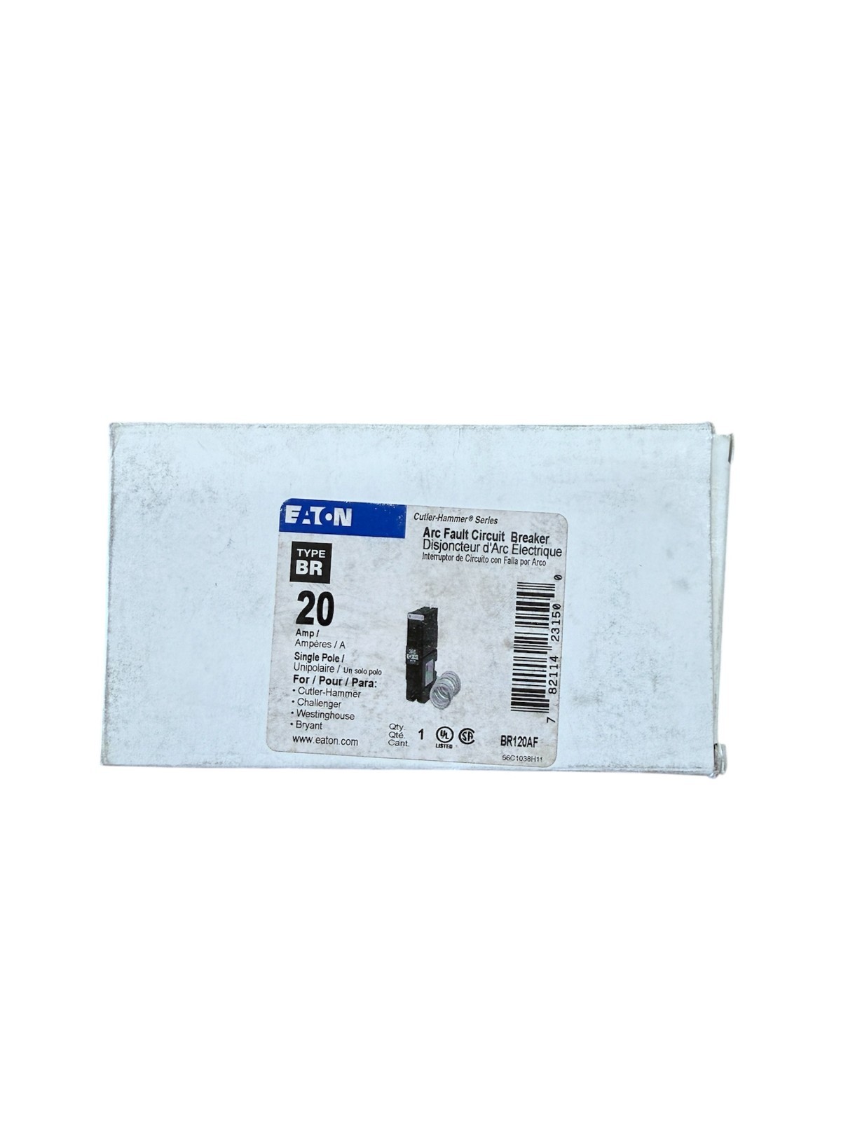 Eaton BR120AF 20A 1-Pole AFCI Arc Fault Circuit Breaker Type BR 120V 20 Amp