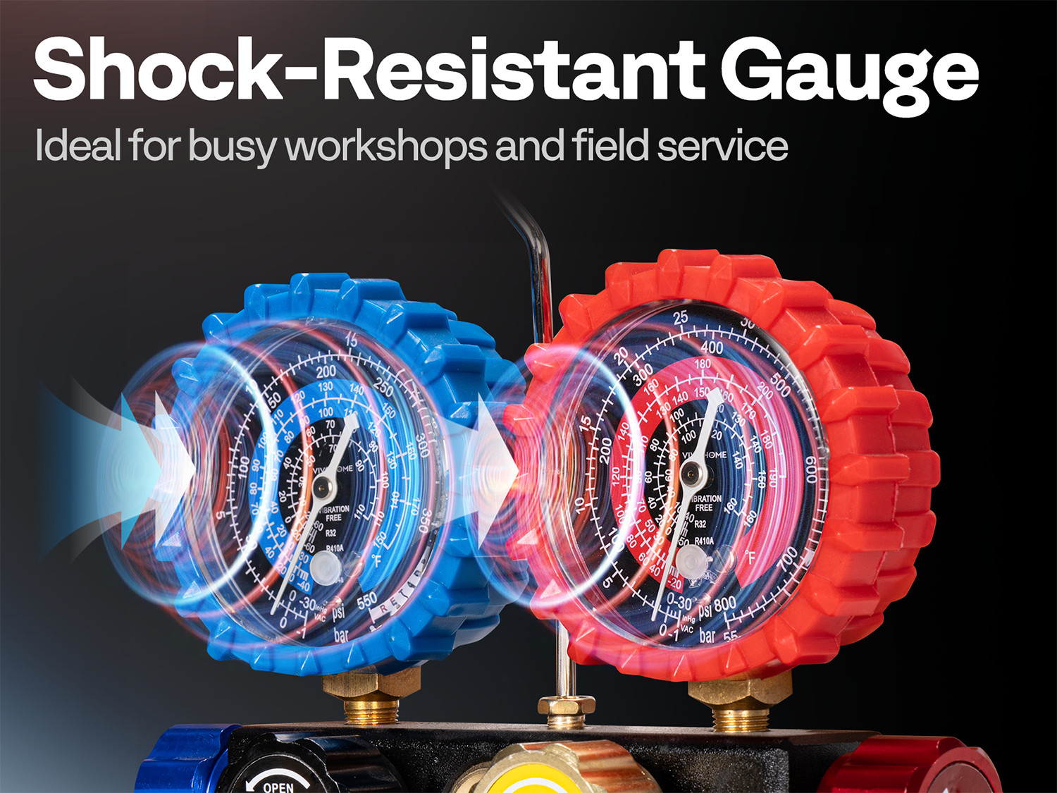 AC Manifold Gauge Set 4 Way For R134a R410a R22 R32 Refrigerat with 5ft Hoses