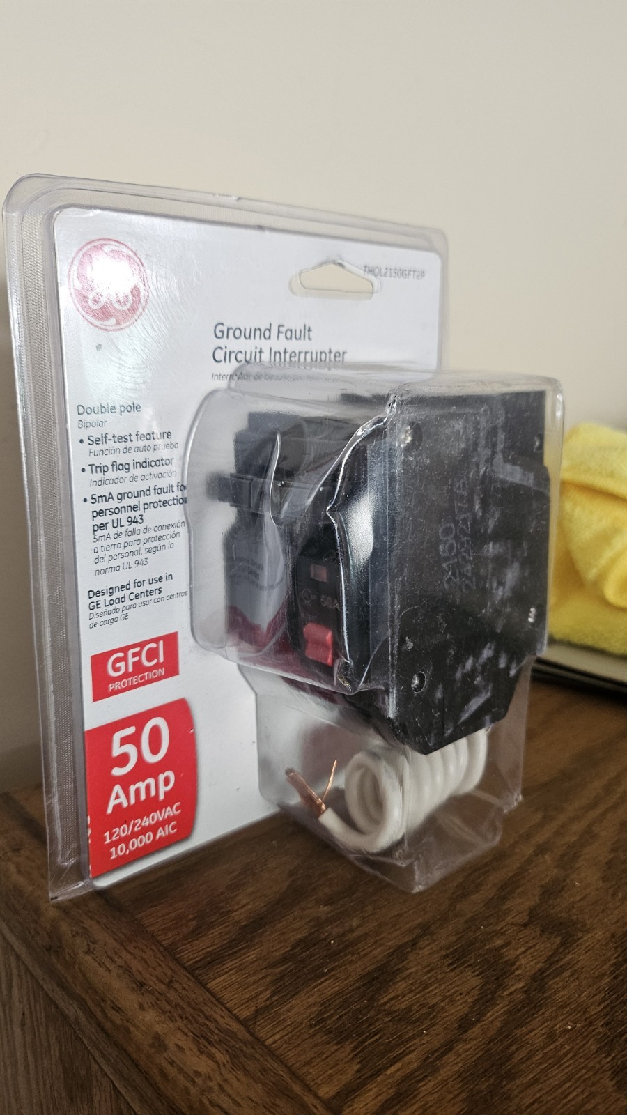 GE 50A Double Pole Ground Fault Circuit Breaker with Self-Test THQL2150GFT2P
