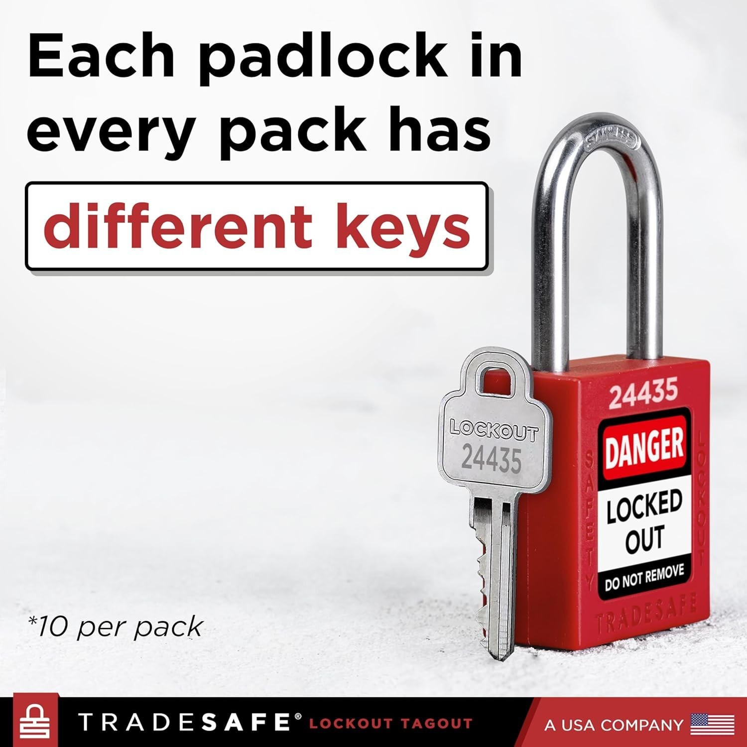 Lockout Tagout Locks Set – 10 Red Loto Locks, Lockout Locks Keyed Different, …