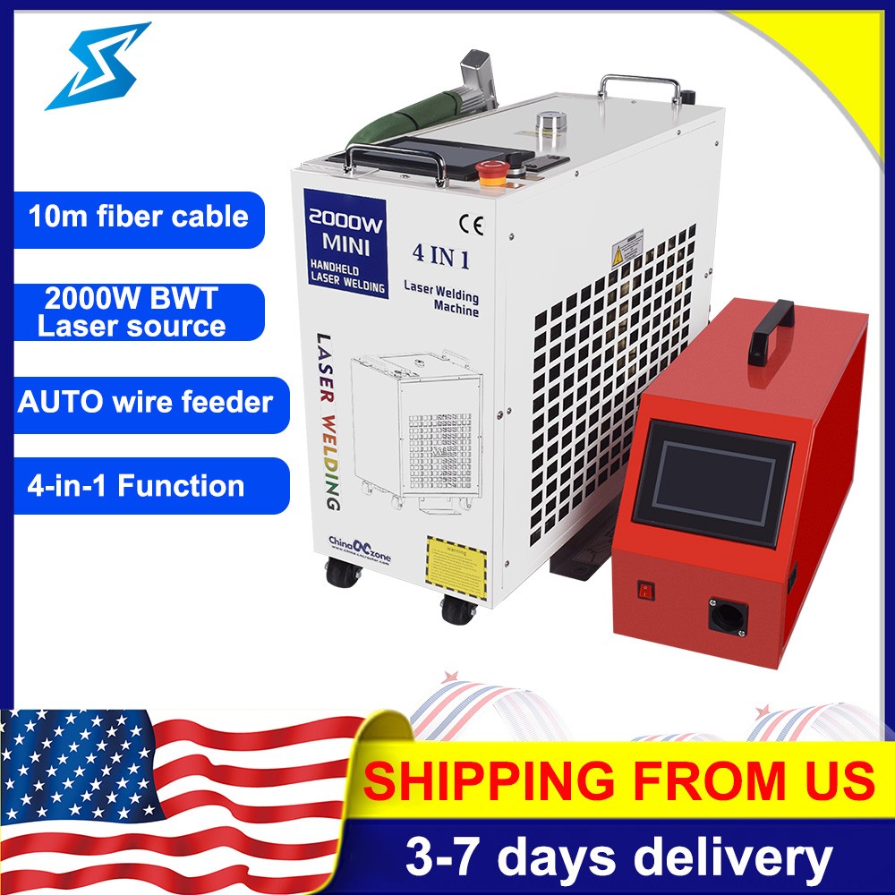 US Stock Mini 2000W 4 in 1 Combo Laser Welder Metal Cleaning Cutting Machine