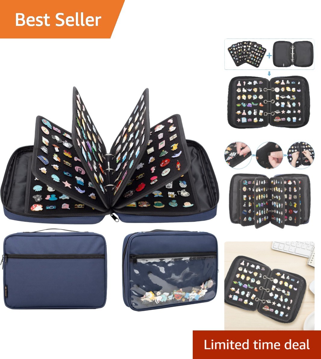 Versatile 3-Ring Enamel Pin Storage Case – Compact Design for Travel and Display
