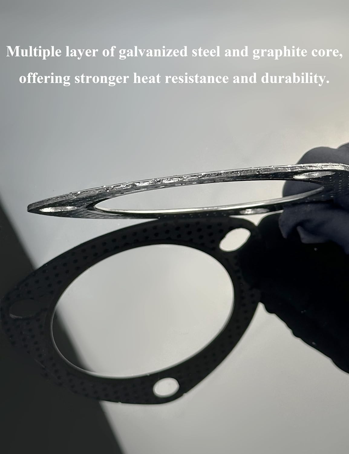 3.5in 3-Bolt Exhaust Gasket w/Fire Ring High-Temp Muffler Ga Size: 3.5”-3 Bolt