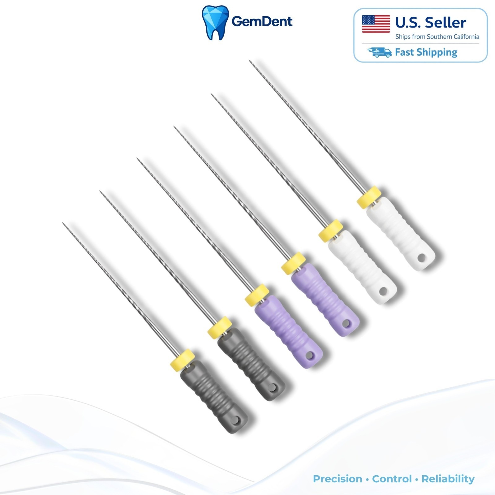GemDent D Finder Stainless Steel Endo Hand Files Assorted #08-15 21/25mm 6pk