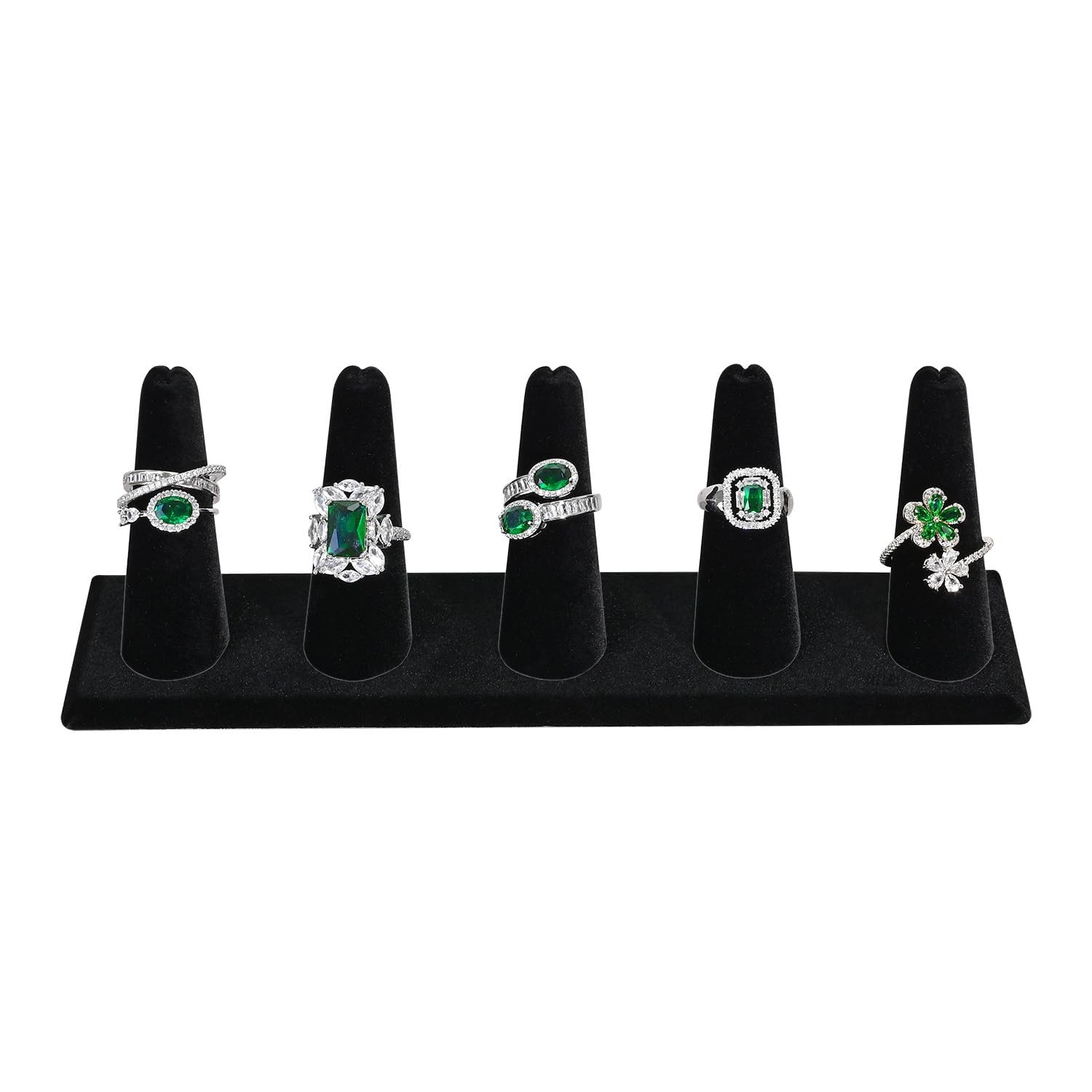 MOOCA 2 Pcs Set Ring Organizer for 8″W x 2 1/8″D x 2 1/2″H, 1) Black Velvet