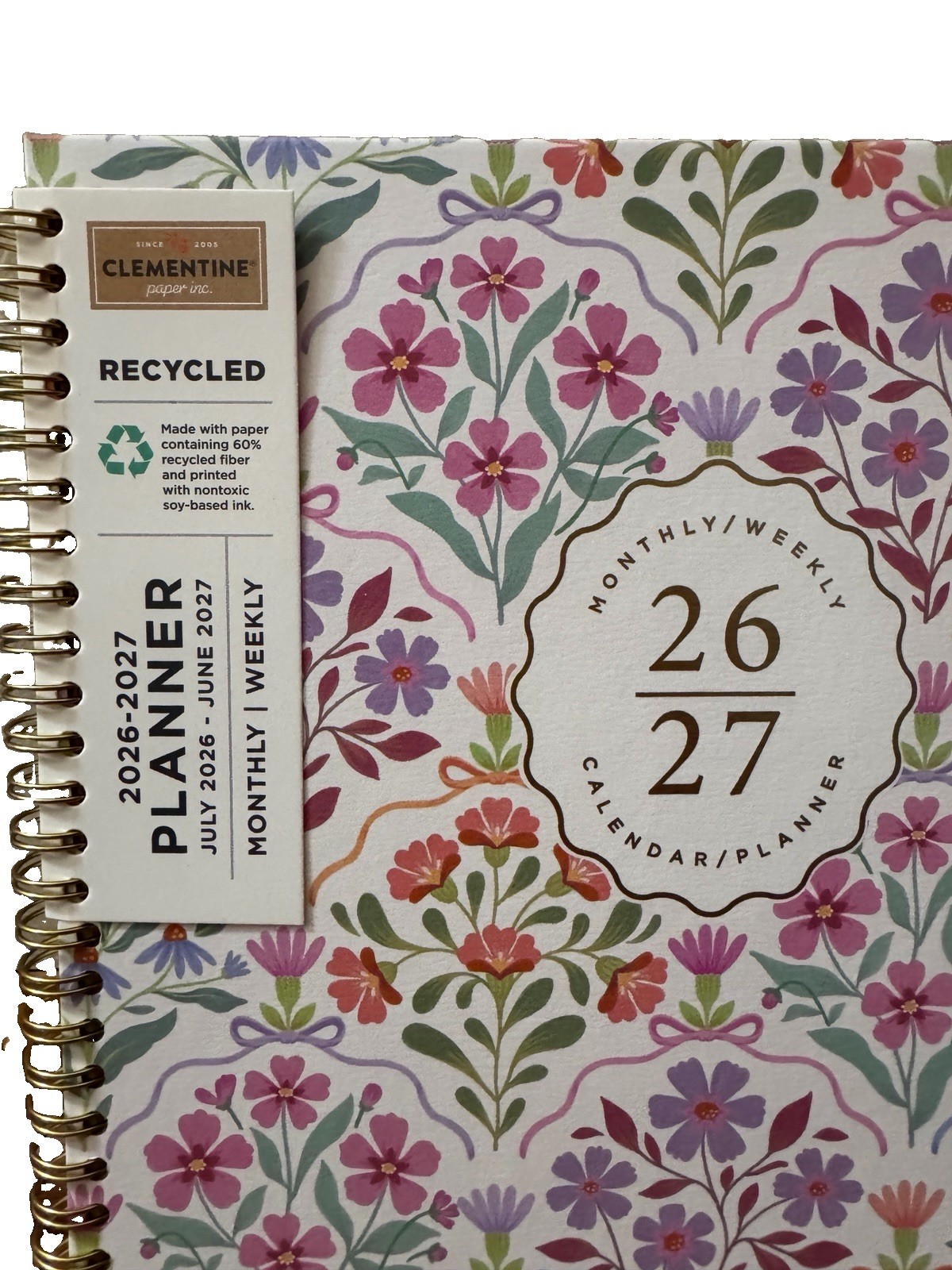 2027 Clementine 12 month Floral Planner July 2026-June 2027 11×9” Notebook Size