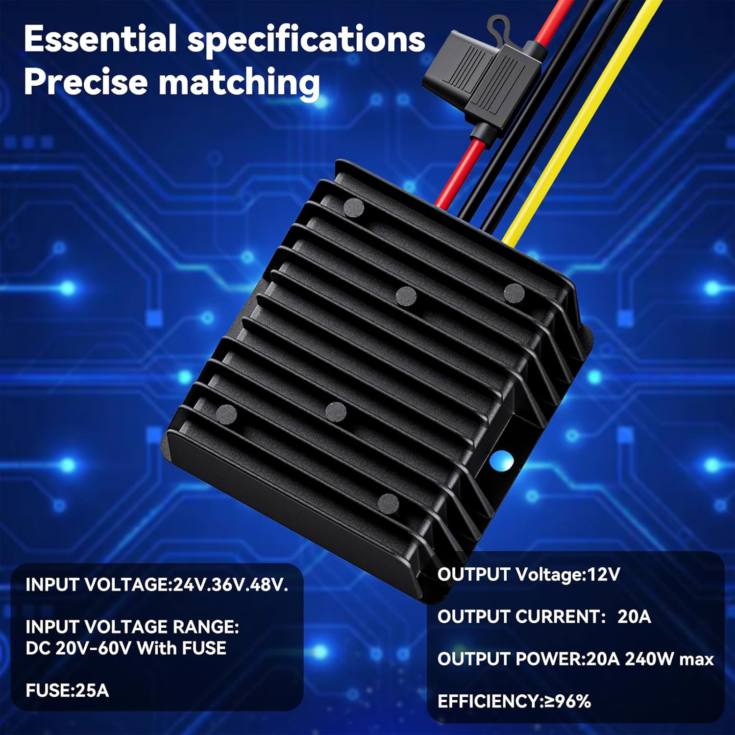 36V 48V to 12V 20A Step down Converter-Golf Cart Voltage Reducer with Fuse|36V 4