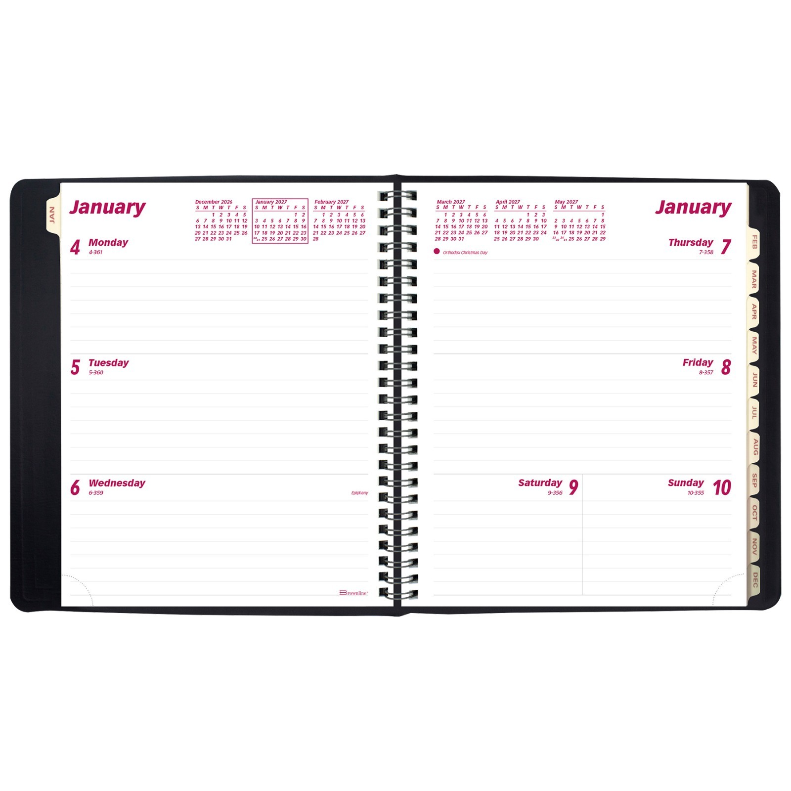 2026 Brownline CB850.BLK Weekly Planner, Twin Wire Binding, 8-1/2 x 6-3/4″
