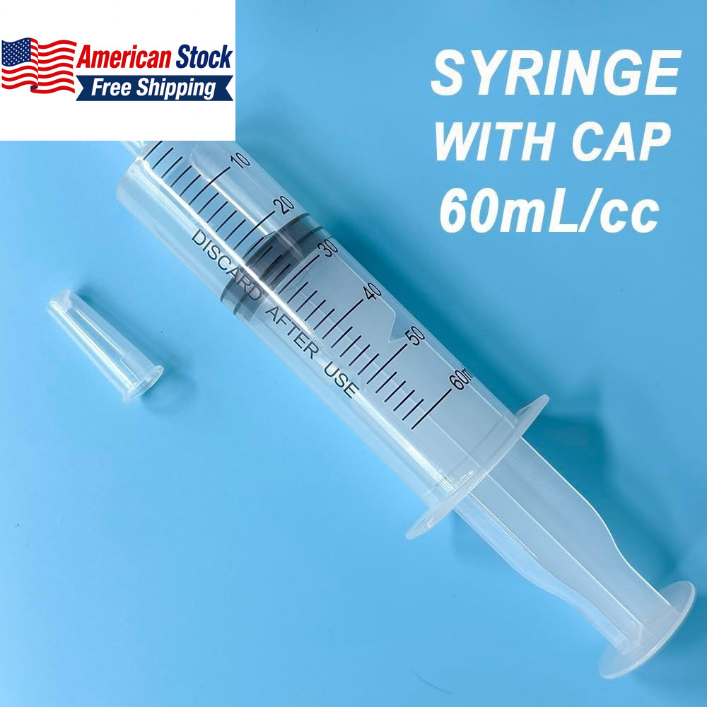 4 Pack 60mL Large Plastic Syringes w Tip Caps Sterile FROM USA