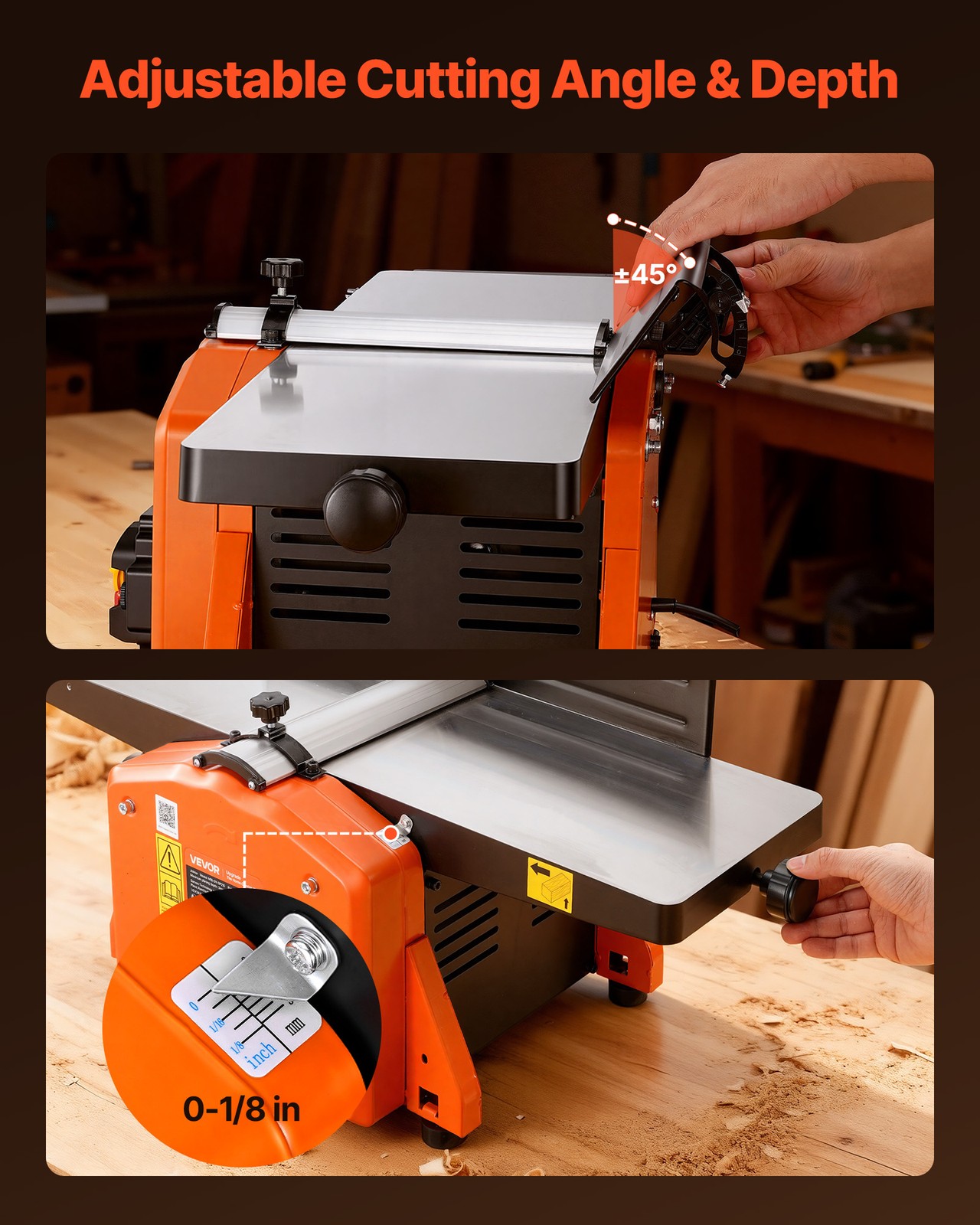 VEVOR Spiral Benchtop Jointer 8 Inch Bench Top Wood Jointer 8500 RPM Extendable