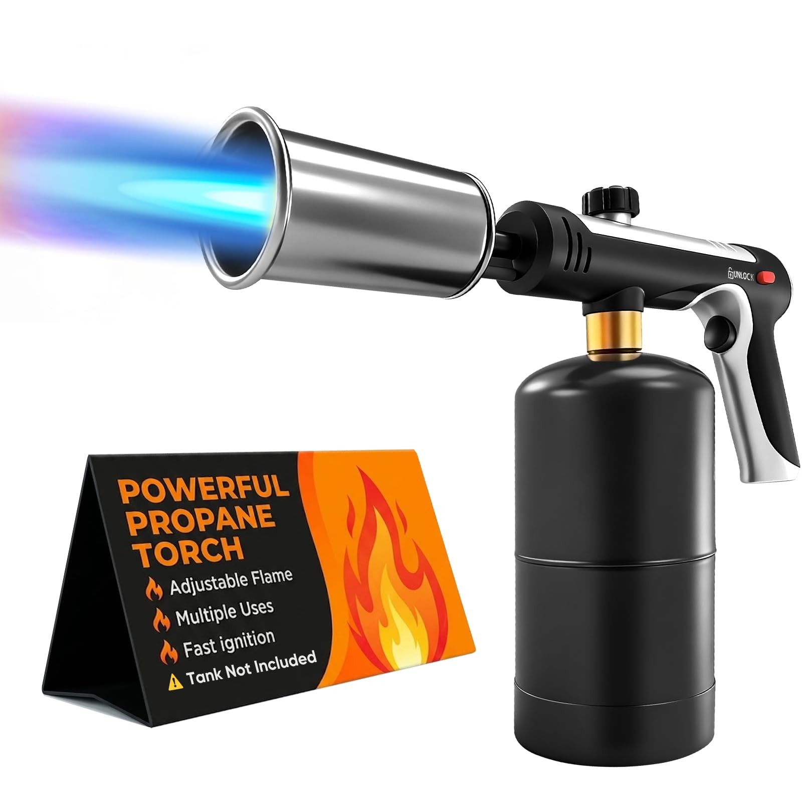 Saker Propane Torch,3272°F High Heat Adjustable Flame Thrower Gun with Black