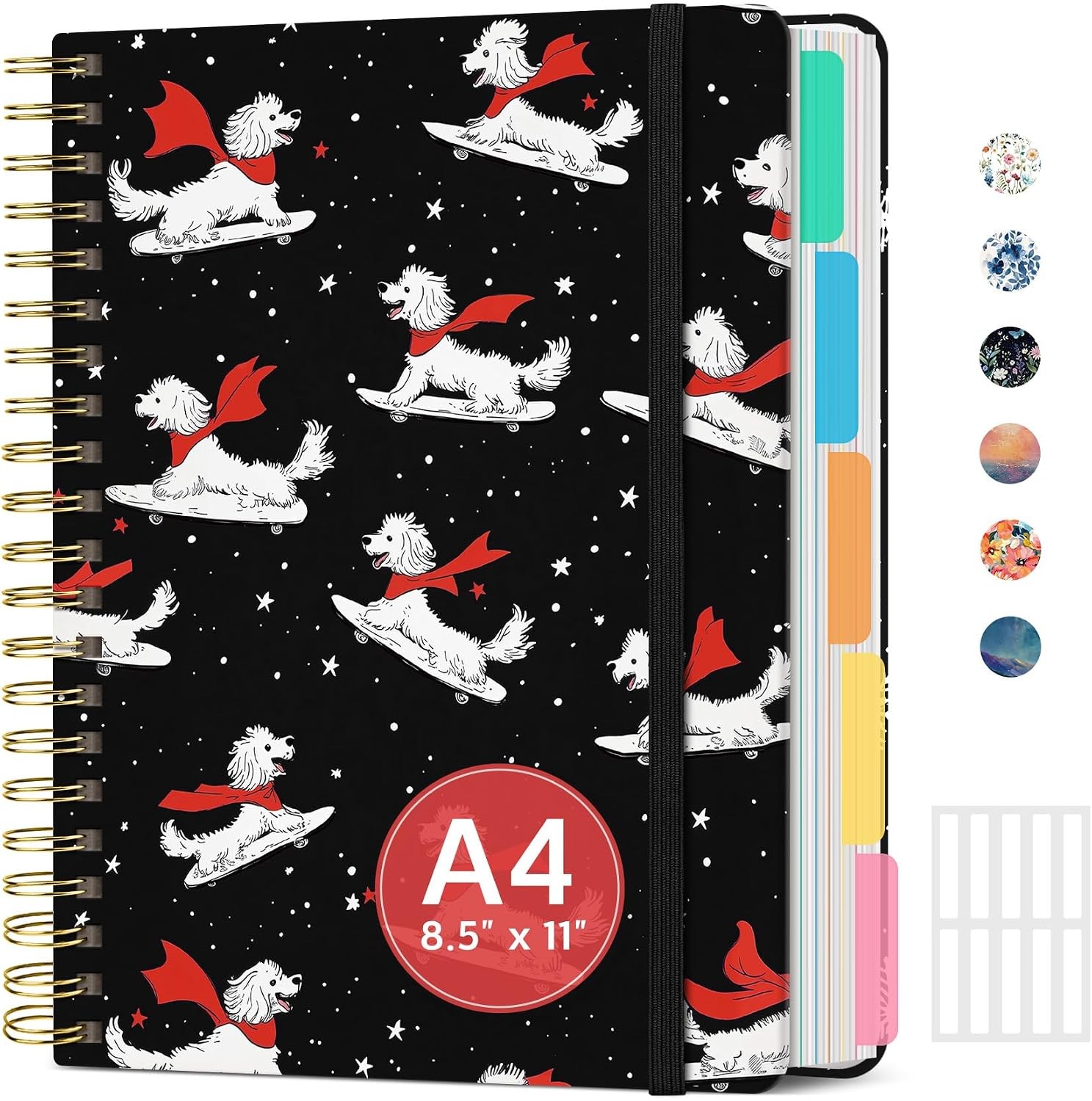 8.5″x11″ Spiral 5 Subject Notebook, Hardcover with Dividers Wildflower