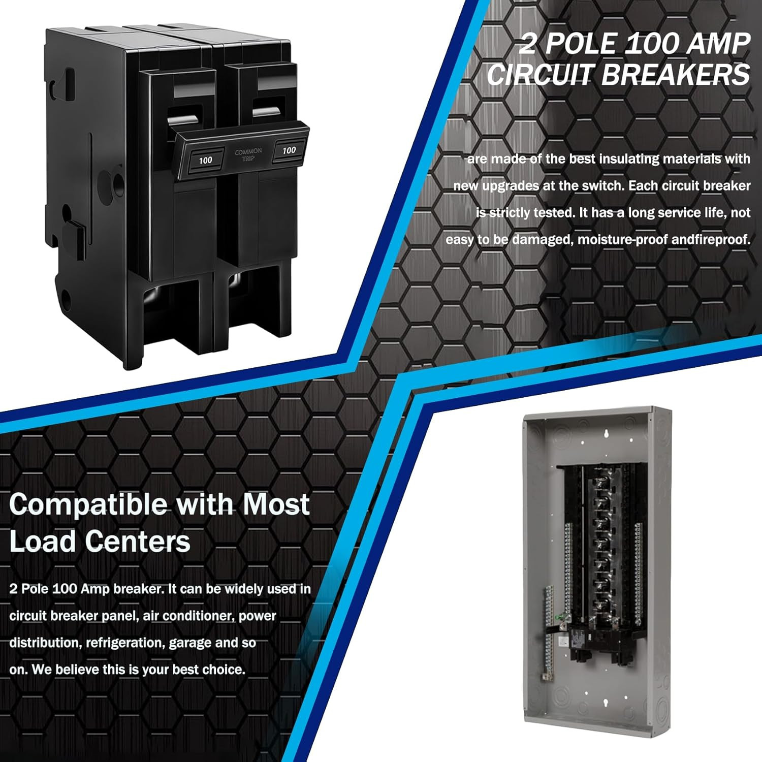 100 Amp 2 Pole Breaker,Replace for HOM2100 Circuit Breaker,100 Amp 2 Pole,120/2