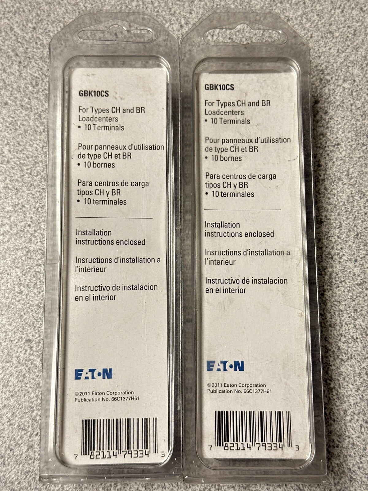 2 NEW Eaton GBK10CS 10 Terminal Ground Bar Kits PAIR For Types CH BR Loadcenter
