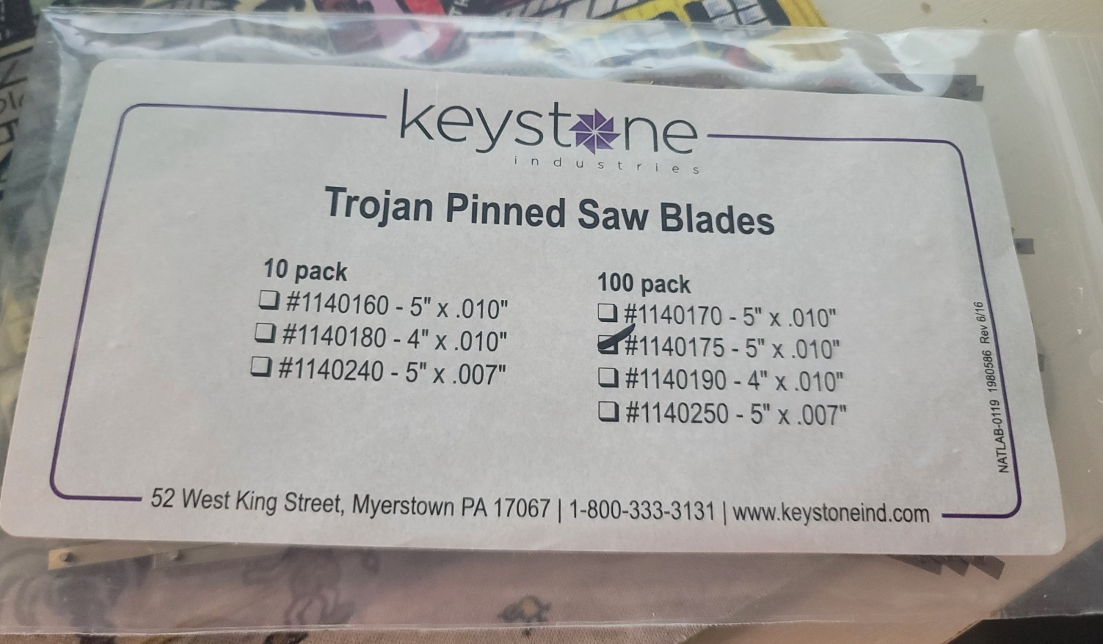 KEYSTONE Pinned Saw Blades – 5in Length x 0.055in Wide x 0.010in 1140175