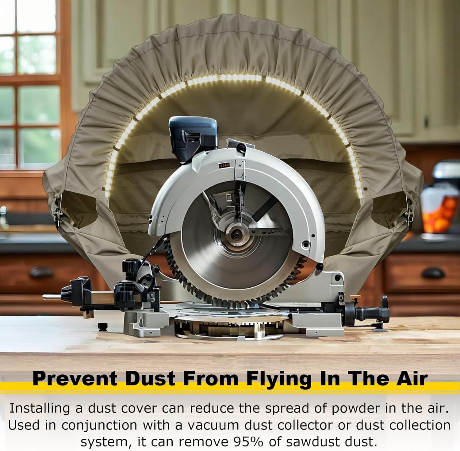 Miter Saw Dust Hood with Light, Miter Saw Dust Collector Attachment