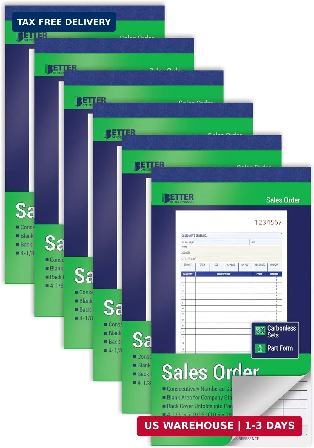 Sales Order Books 6 Pack 2-Part Carbonless White Canary Yellow 50 Sets per Book