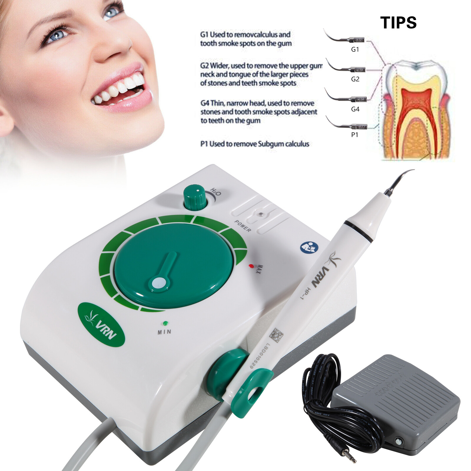 Dental Ultrasonic Scaler Teeth Cleaning Machine Calculus Remover with 5 Tips