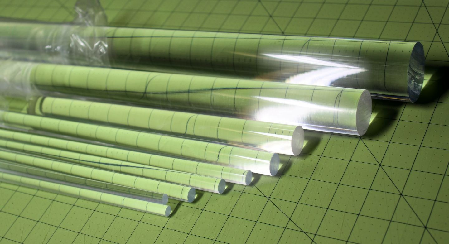 2 PC 1/2” DIAMETER 12” INCH LONG CLEAR ACRYLIC PLEXIGLASS LUCITE PLASTIC ROD