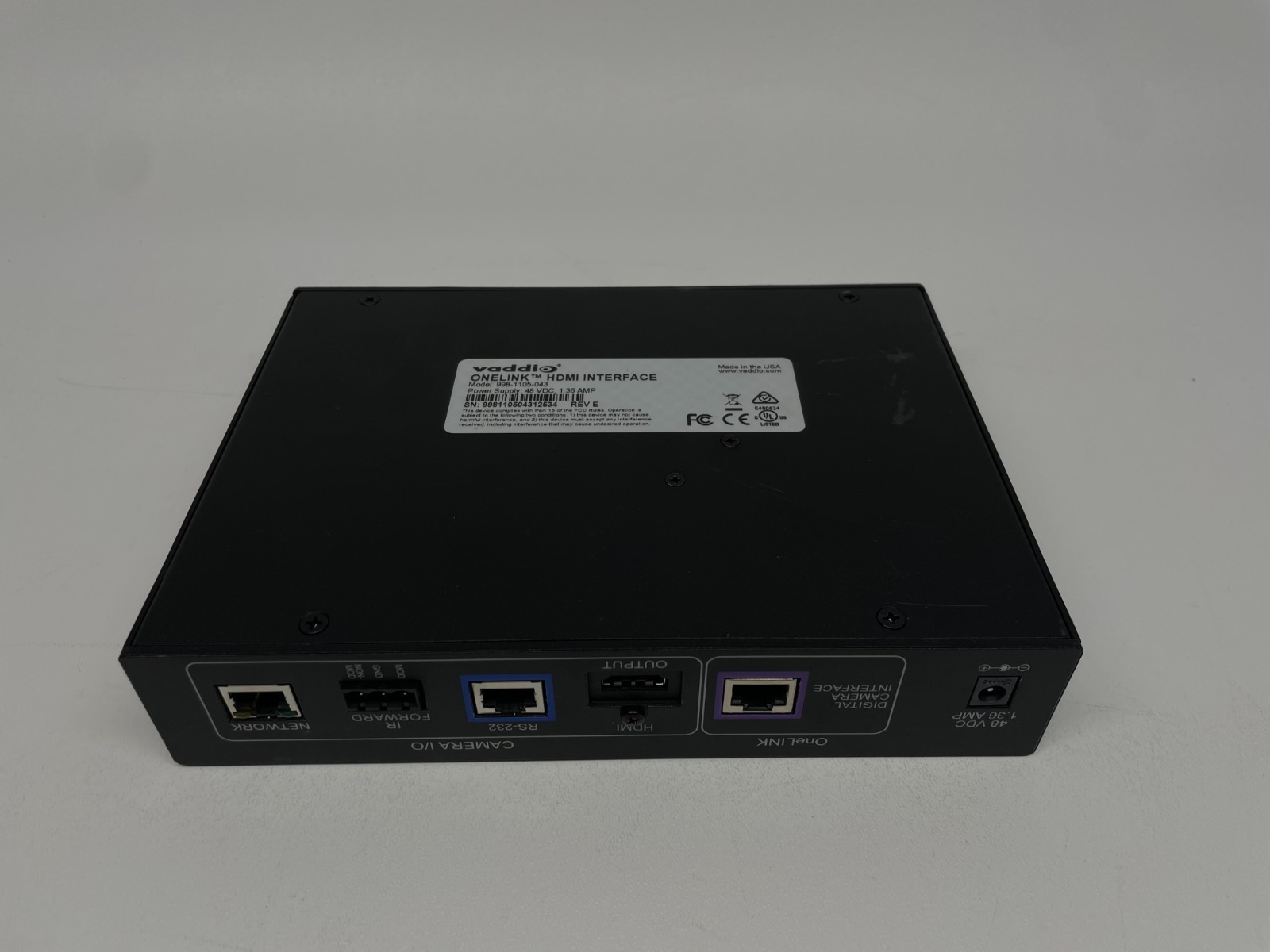 Vaddio ROBOSHOT 12E OneLINK System HDBT Camera and ONELINK HDMI Interface