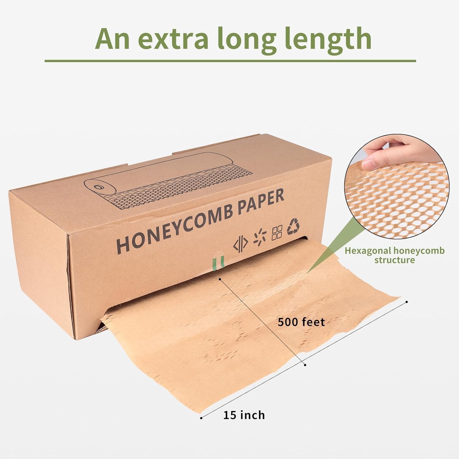 Eco-Friendly Honeycomb Packing Paper – 15″ x 500′ with Easy Dispense Box