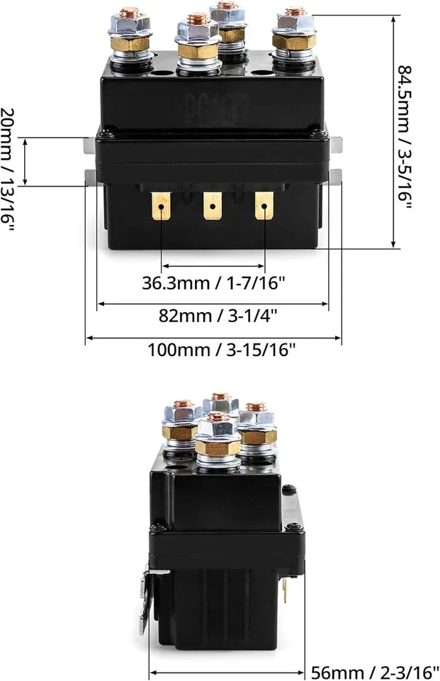 Solenoid Relay, 12V 500A Winch Relay Solenoid Replacement Contactor for 8000-150
