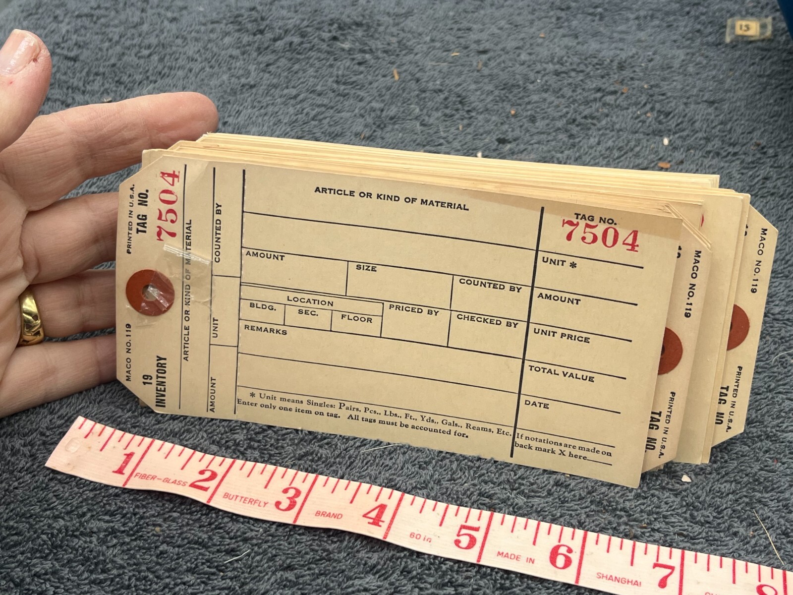 vintage deadstock inventory store label tags office antique numbered lot 50