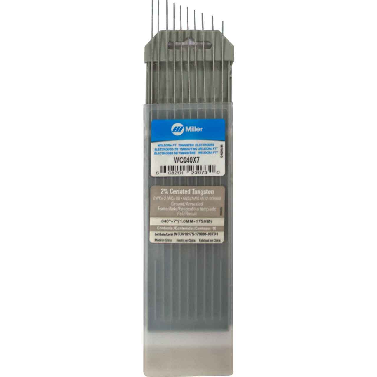Miller Weldcraft WC040X7 2% Ceriated Tungsten Electrode .040″ X 7″ 10 pack