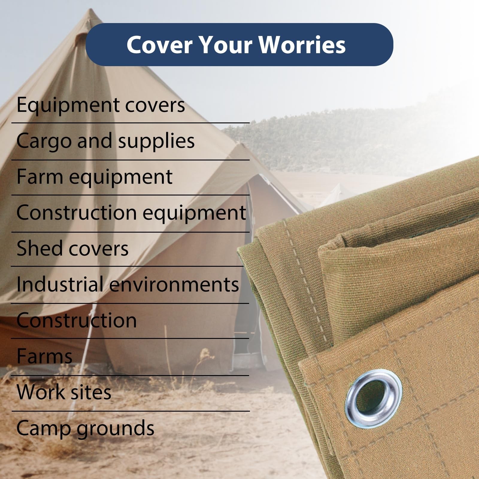 12’x16’ Canvas Tarps Heavy Duty Waterproof Tarpaulins with Aluminum