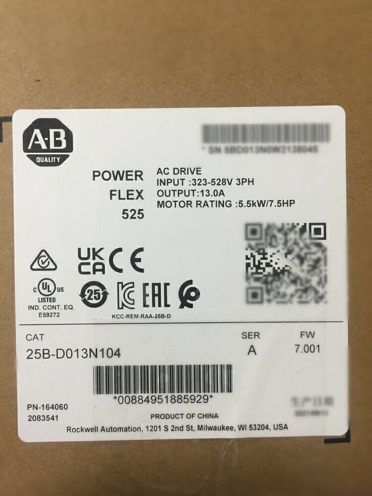 2022 AB PowerFlex 525 AB 25B-D013N104 AC Drive 25BD013N104 NEW