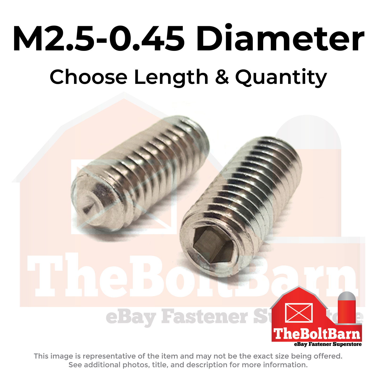M2.5-0.45 Stainless A2 Cup Point Allen Socket Set Screws (Choose Length & Qty)