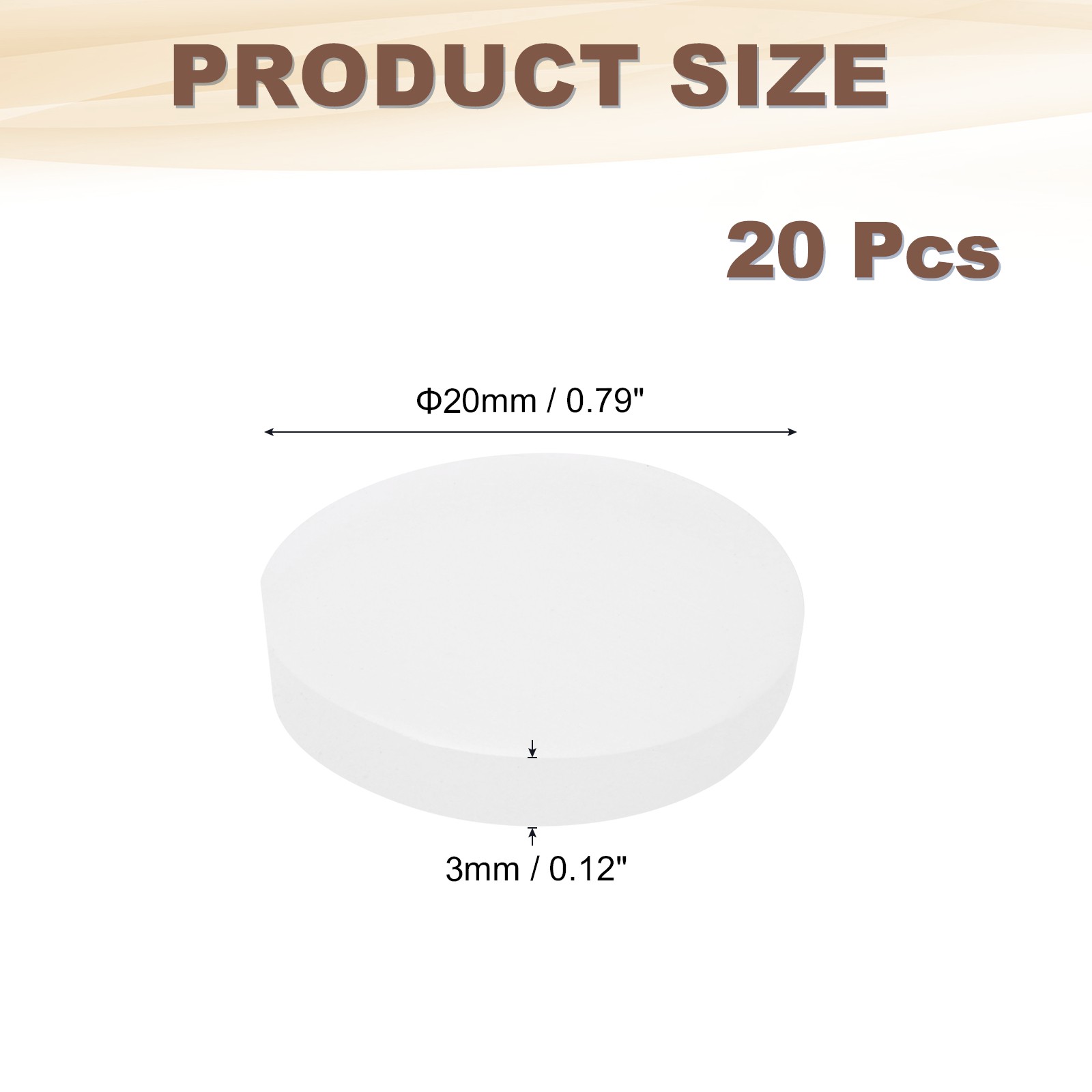 20 Pcs 20mm OD x 3mm Thick Solid Round Silicone Rubber Sheet, Translucent