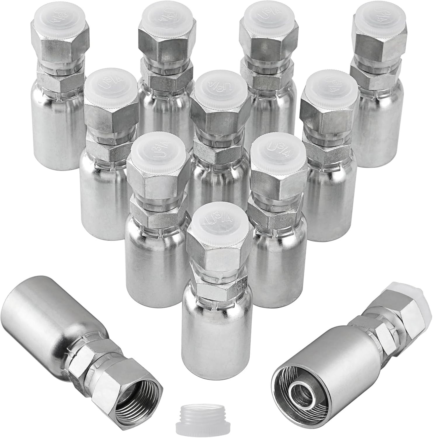 1/2″ Hose x 1/2″ JIC 37° Female Hydraulic Hose End Swivel Crimp Fitting 12 Pack