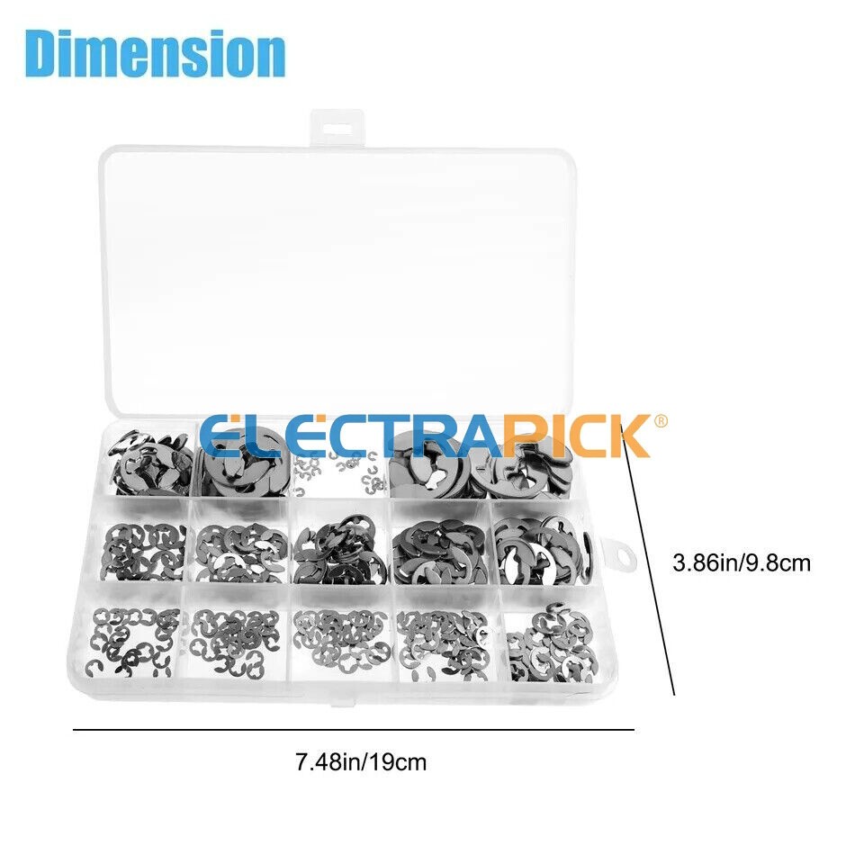 120/200x E Clips C CIRCLIPS Stainless Steel Kit Retaining Ring Assorted 1.5-10mm