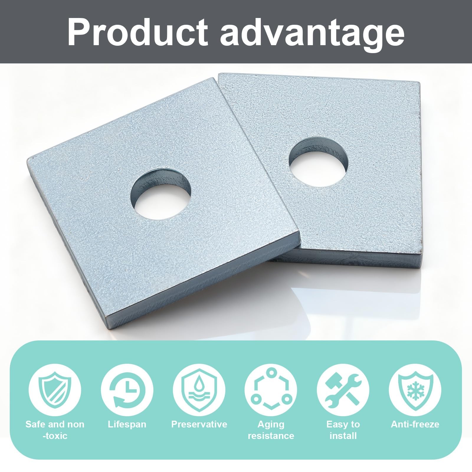 40 Pcs Galvanized Square Washers Plate 3/8″ ID, 1.61x 1.61 Od 0.22″ 41mm