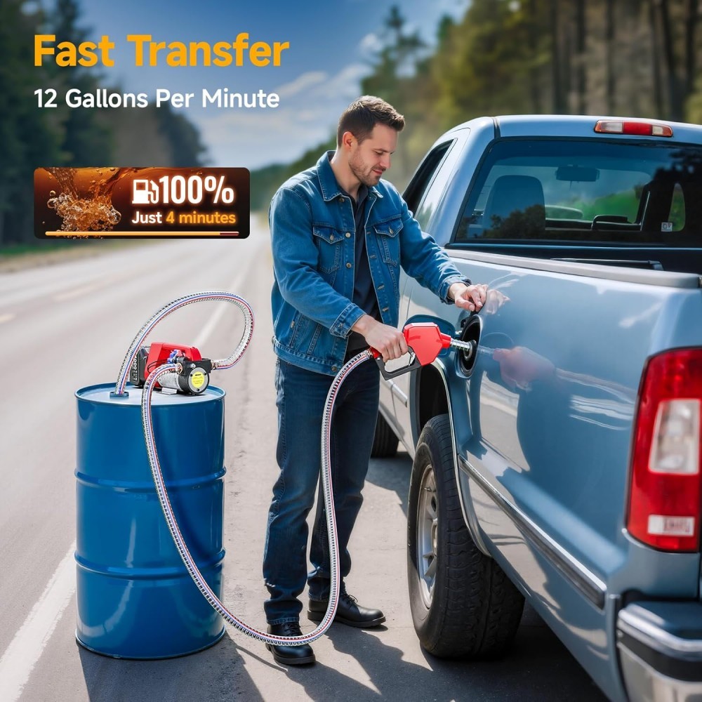 Electric Fuel Transfer Pump 12GPM 21V for Transfer of Diesel Battery Powered