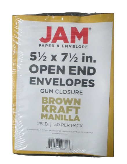 Jam Open End Catalog Kraft Manilla Envelope Gum Closure 28lbs 5 1/2″x7 1/2″